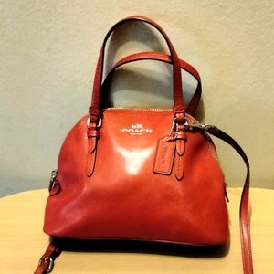Coach Red Leather Small Peyton Satchel